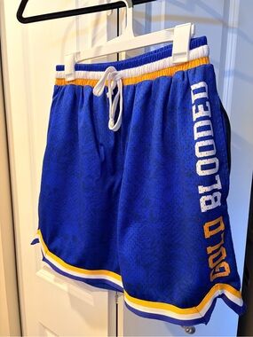 Adapt Clothing Warriors Gold Blooded Athletic Basketball Shorts with Yellow Trim